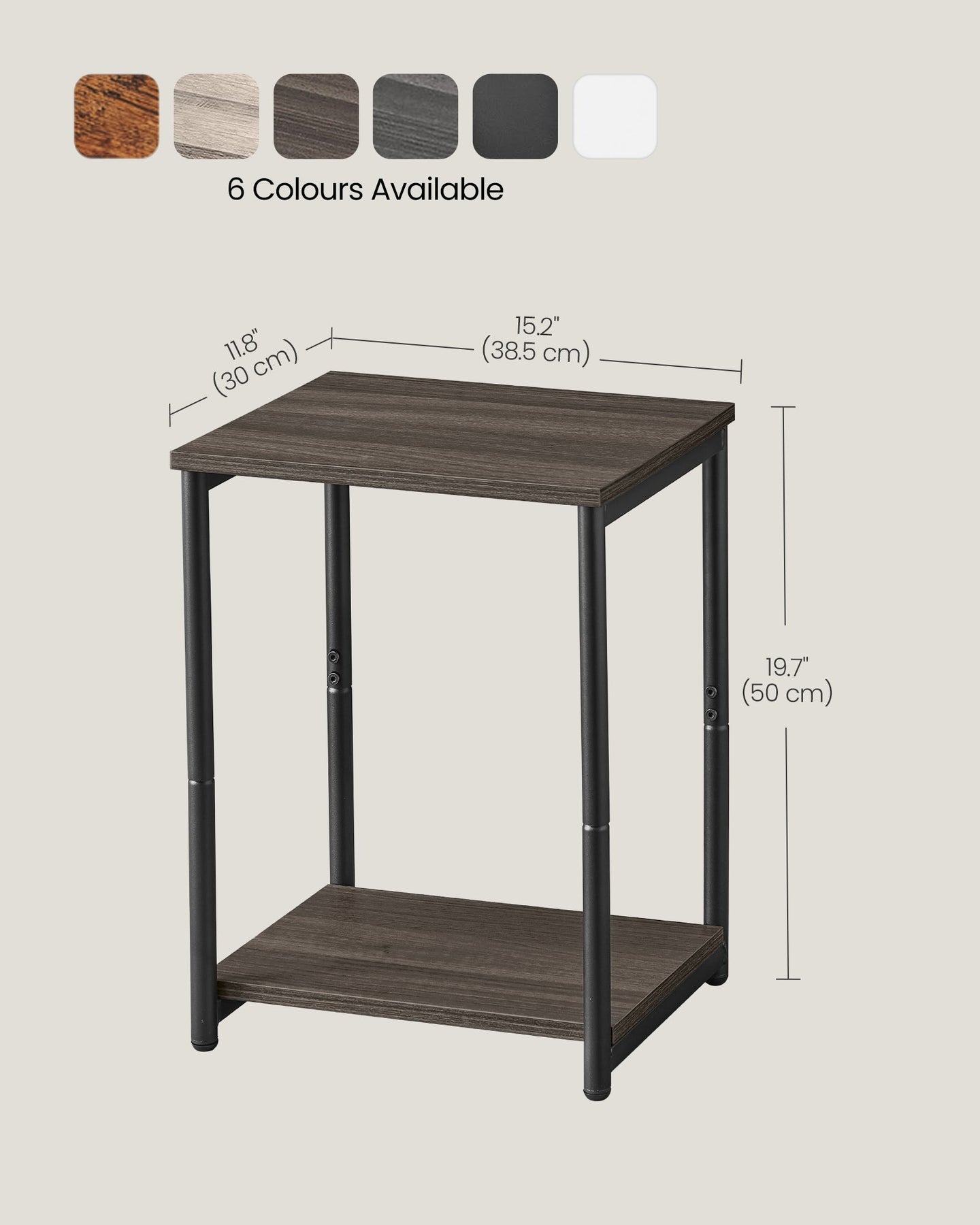 2-Tier Side Tables - Steel Frame - Chestnut Brown - Timeless Color Options