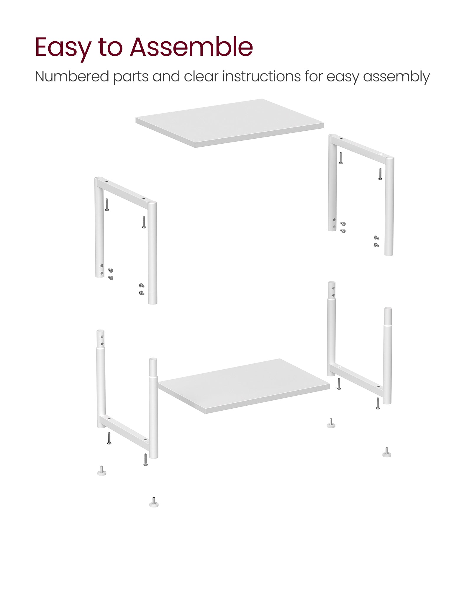2-Tier End Table - Set of 2 - Steel Frame - Easy to Assemble