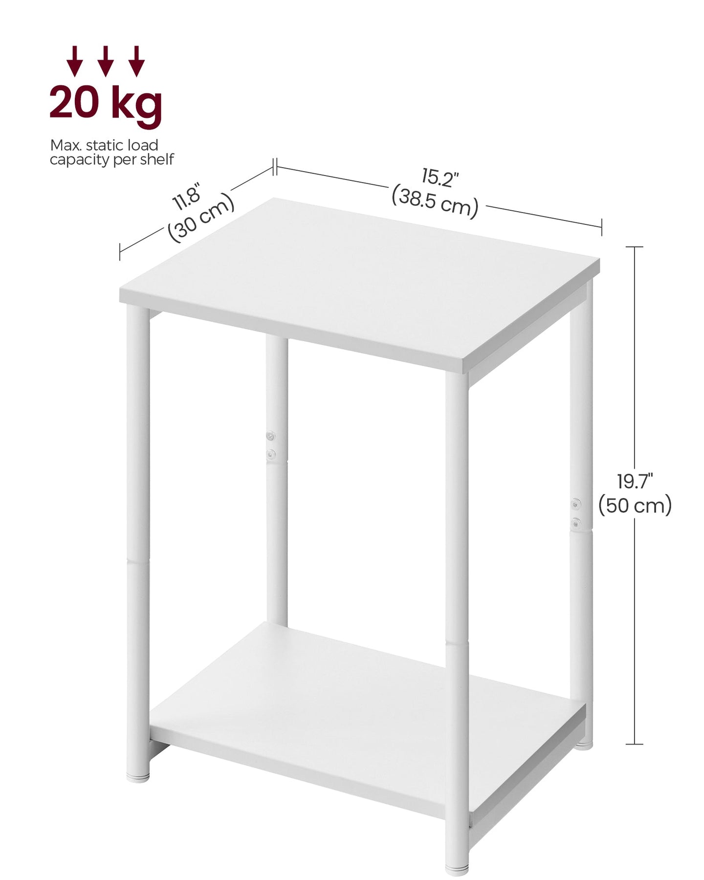 2-Tier End Table - Set of 2 - Steel Frame - Easy to Assemble