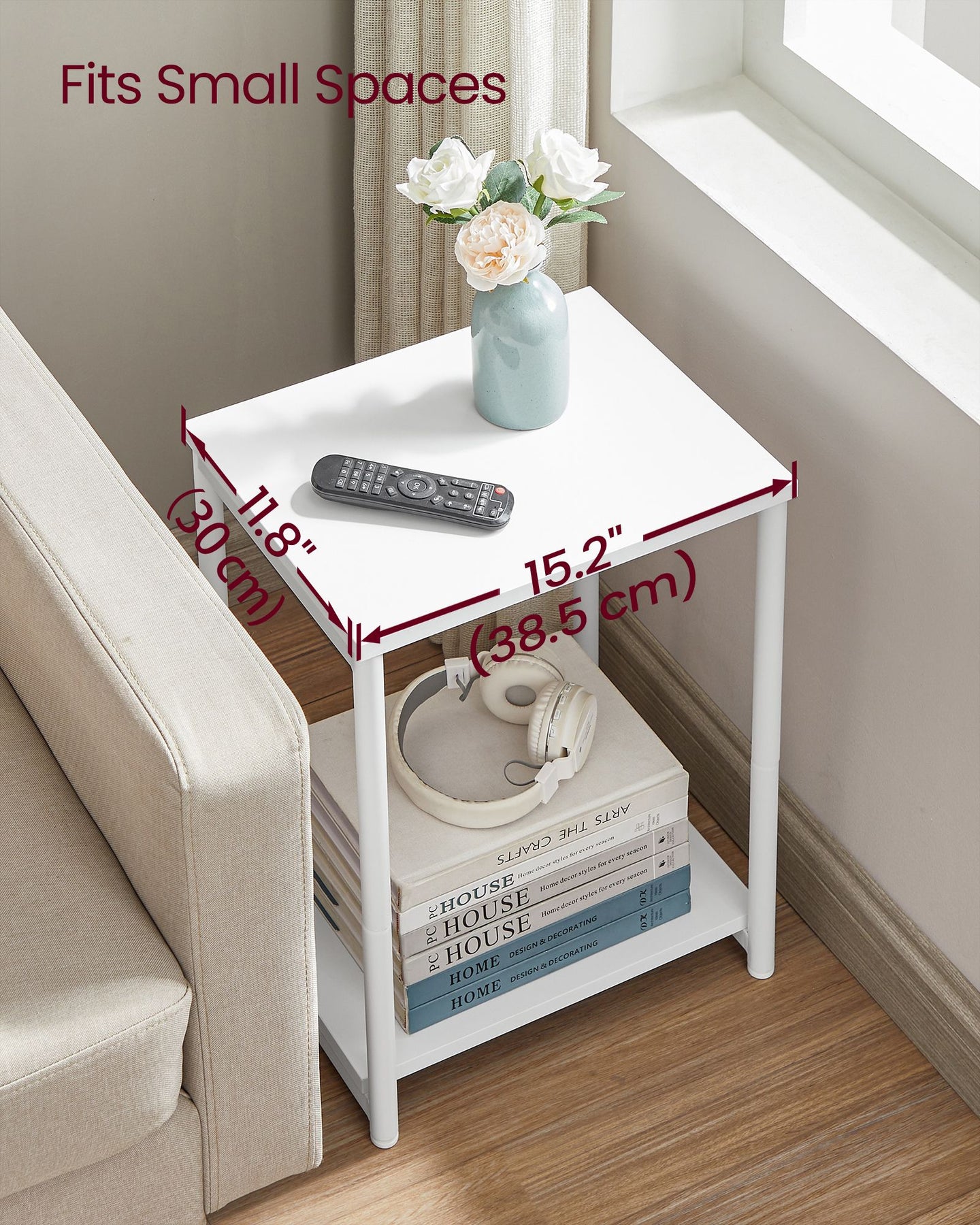 2-Tier End Table - Set of 2 - Steel Frame - Easy to Assemble