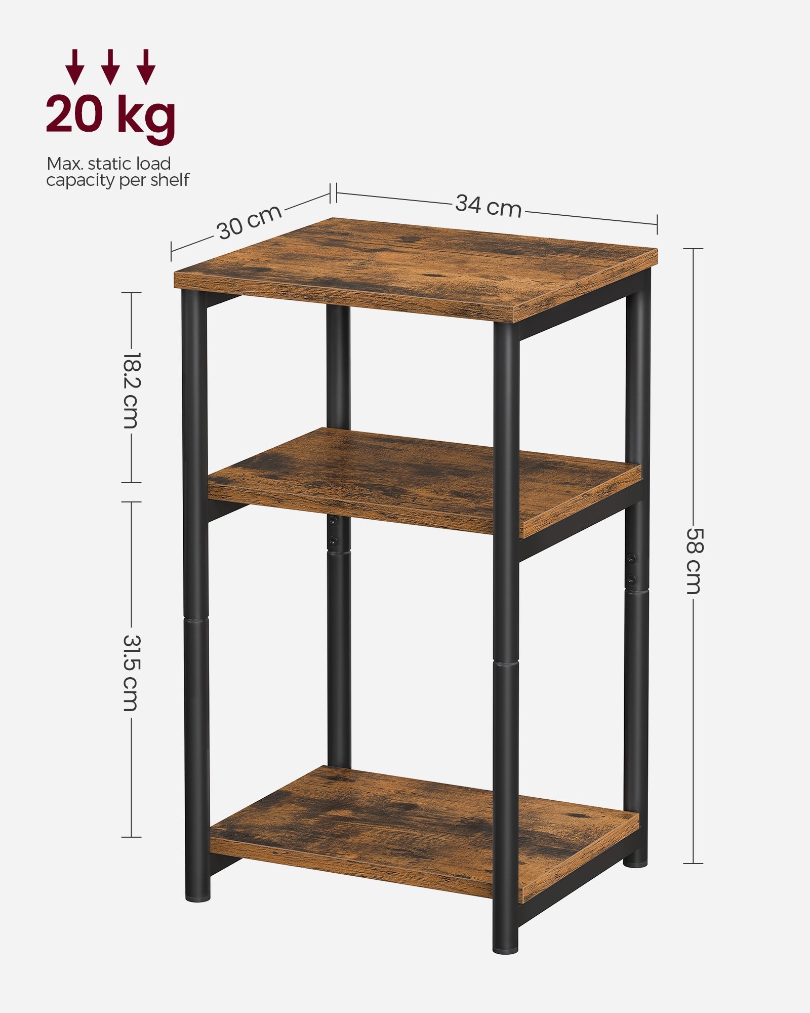 3-Tier End Table - Steel Frame - Versatile for Living Room