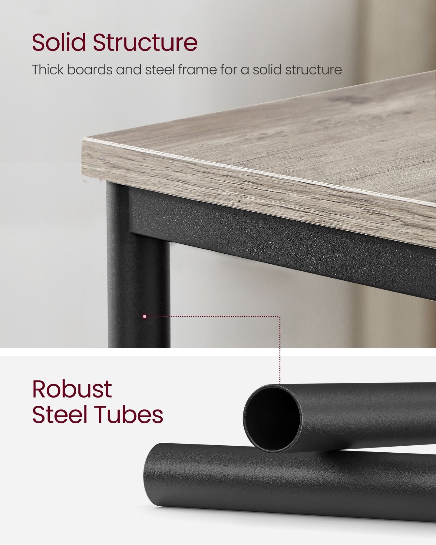 3-Tier End Table - Steel Frame - Heather Greige