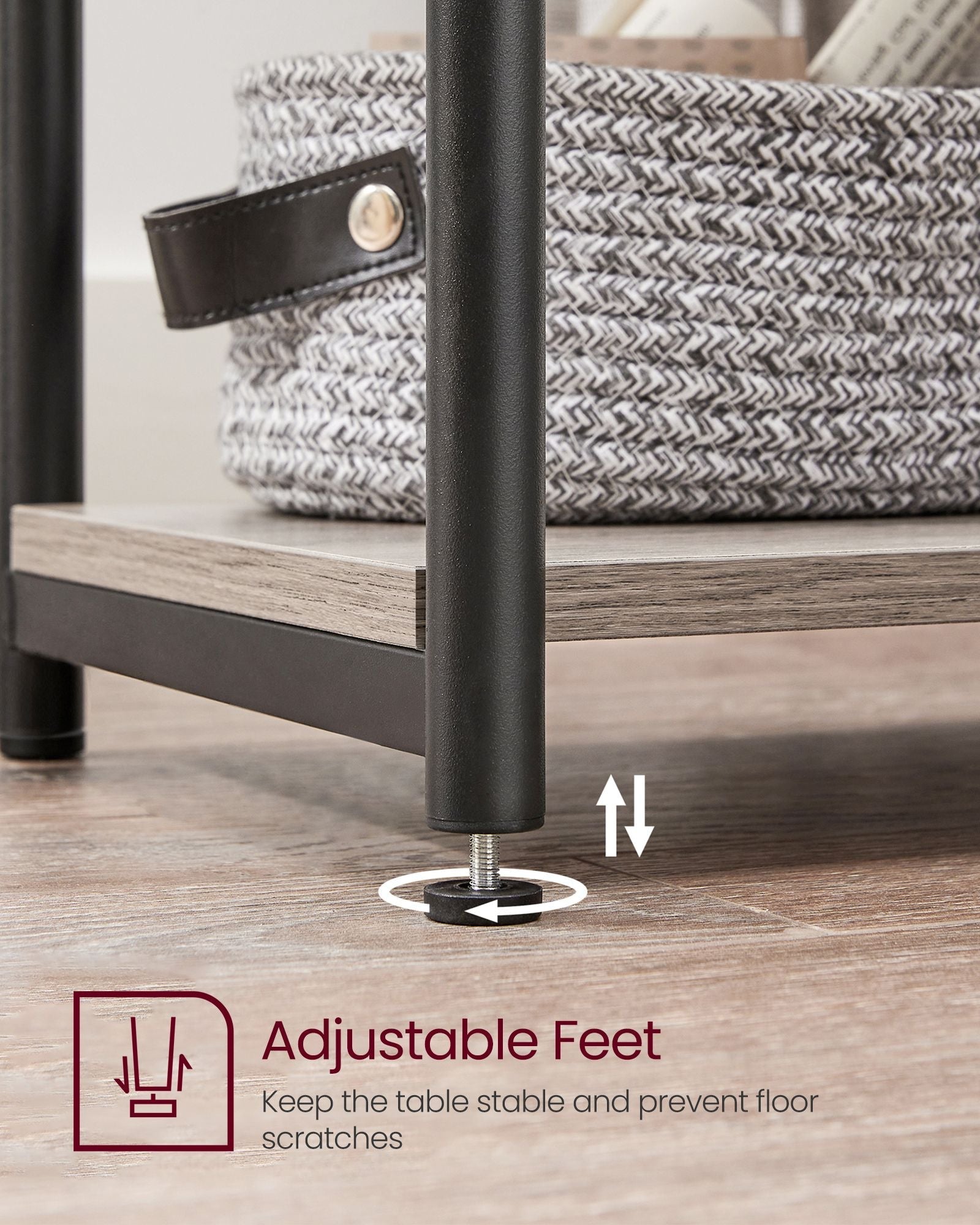 3-Tier End Table - Steel Frame - Heather Greige