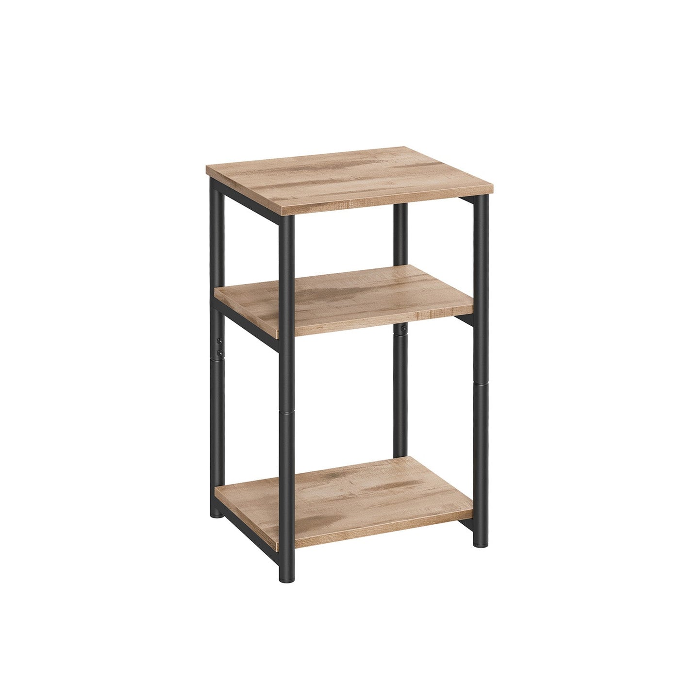 Sofa Side Table - 3-Tier Industrial Design - Steel - Camel Brown