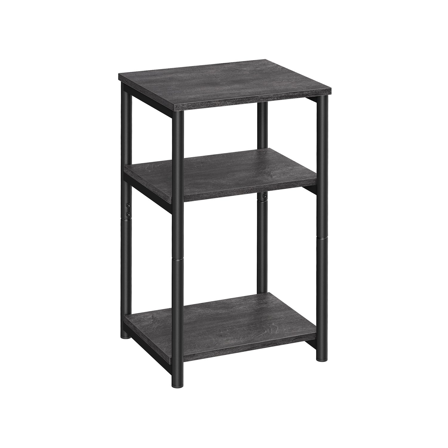 3-Tier Side Table - Steel Frame - Misty Grey and Ink Black