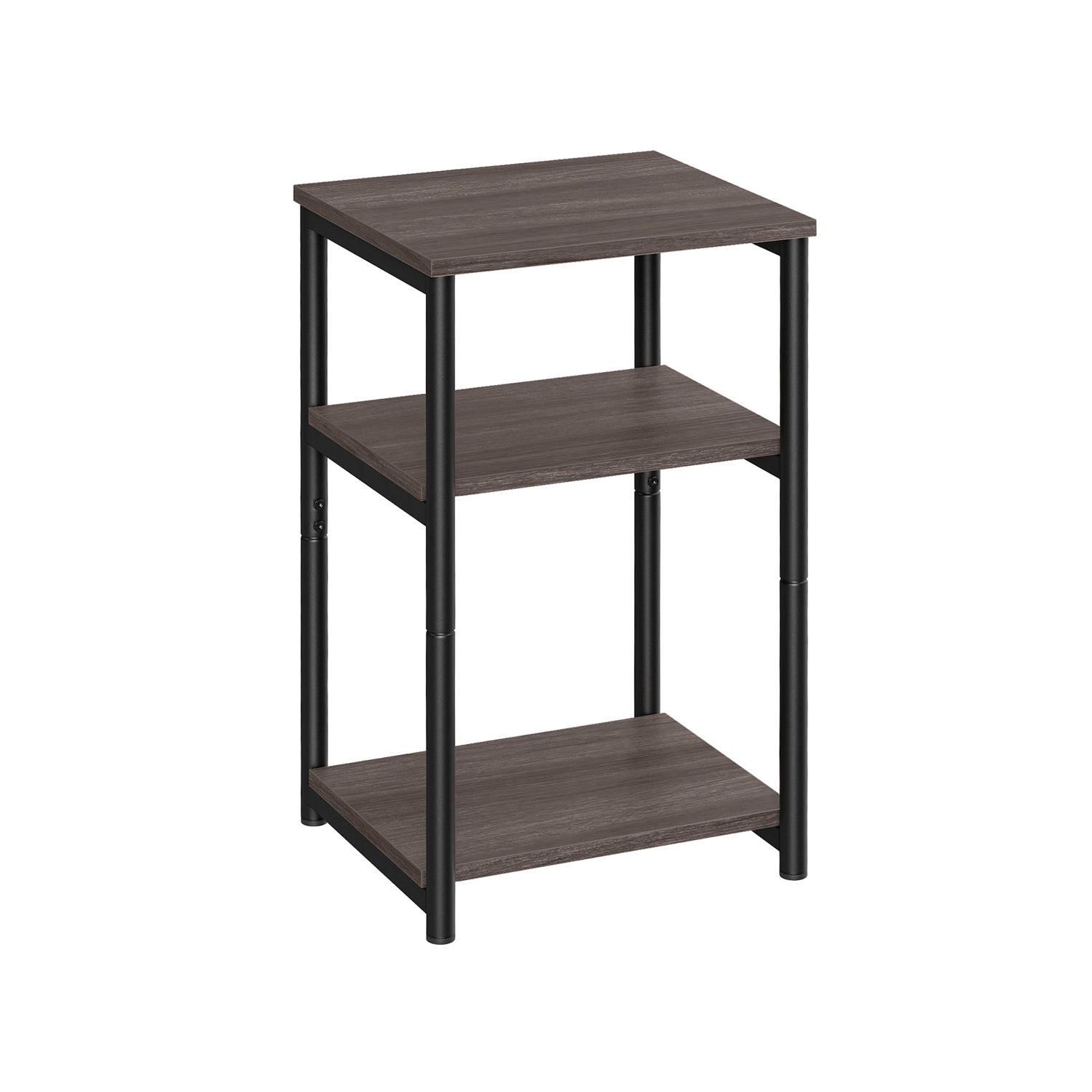 3-Tier Sofa Side Table - Steel Frame - Chestnut Brown