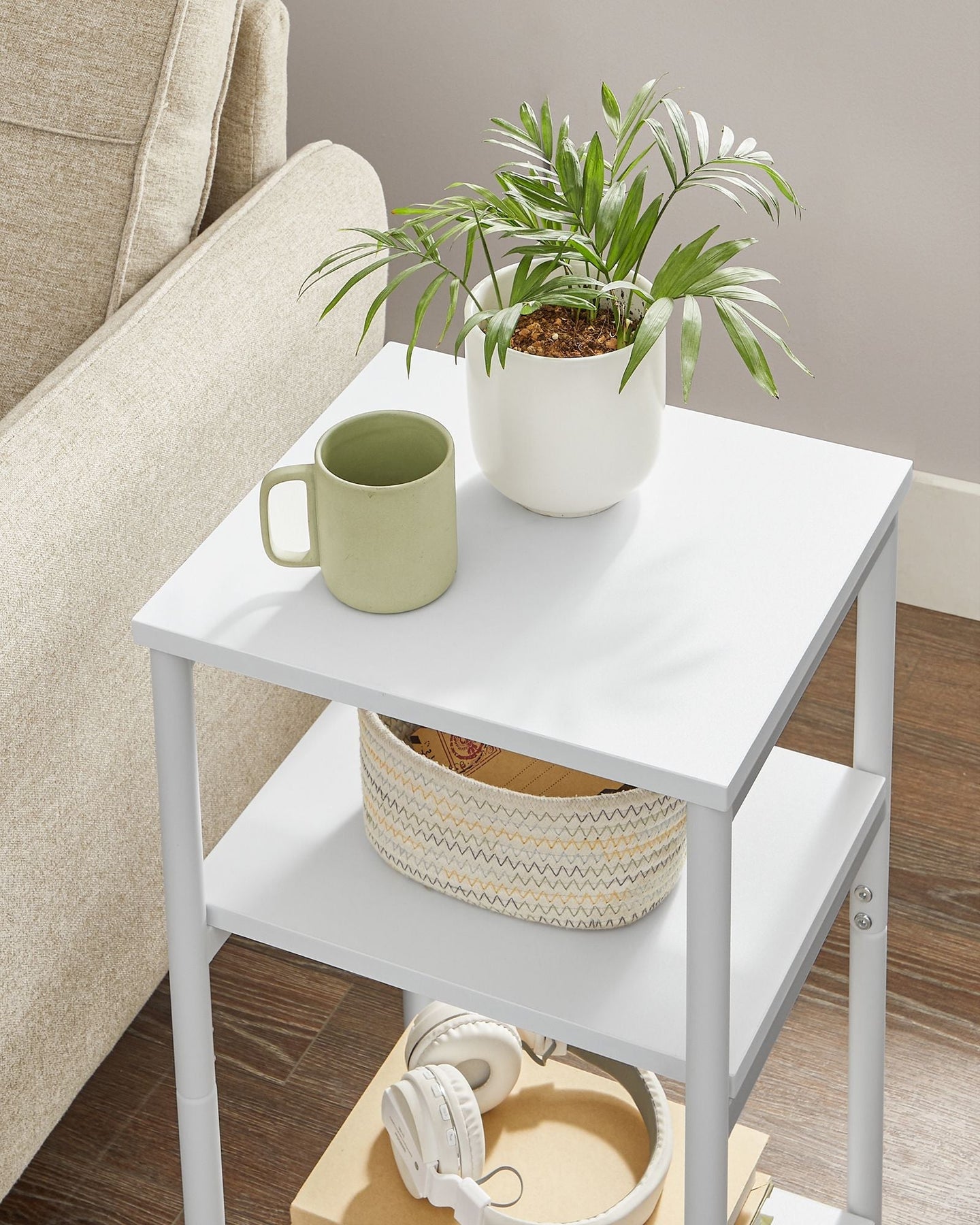 Bedside Table - 3-Tier Design - Steel Frame