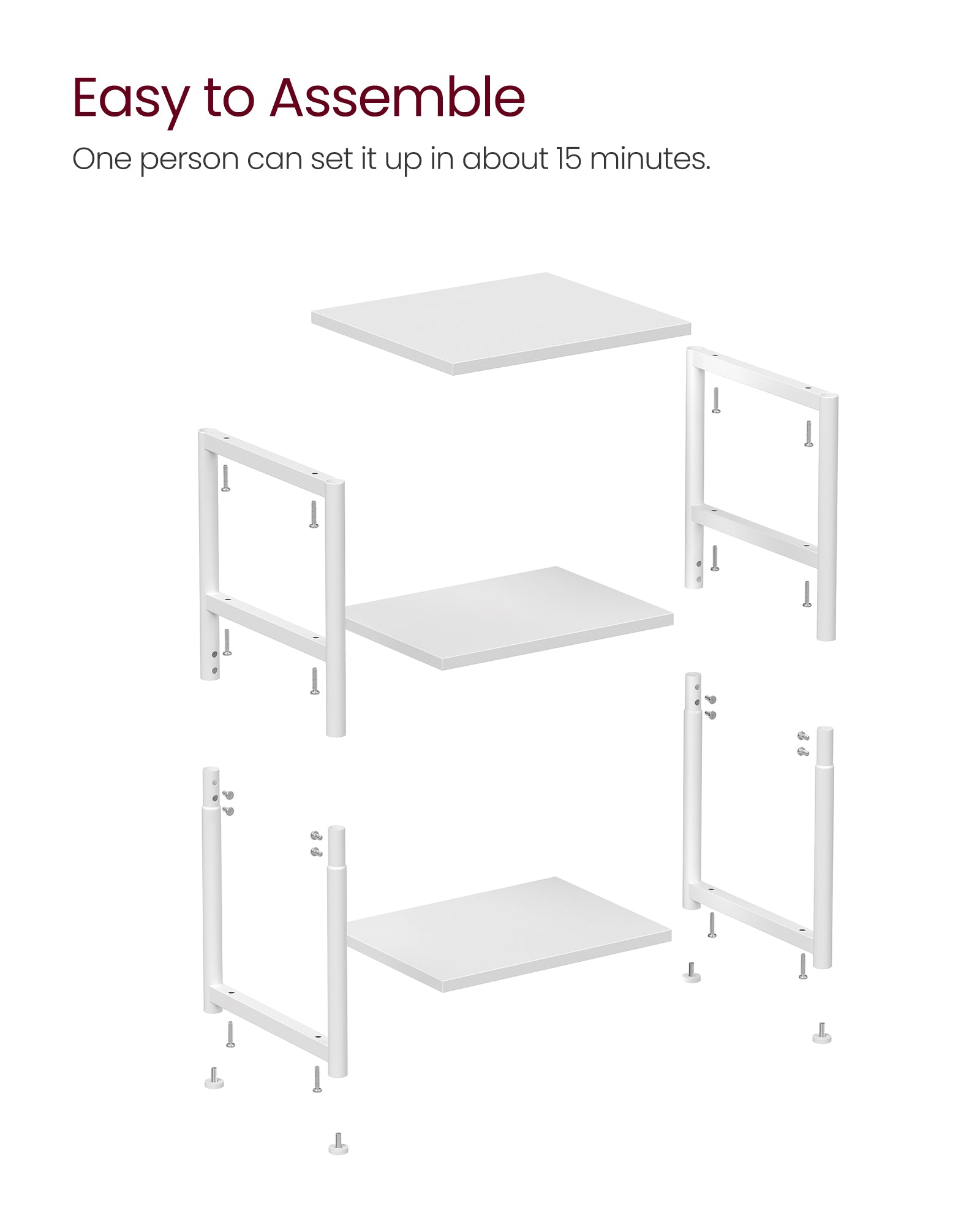 Bedside Table - 3-Tier Design - Steel Frame