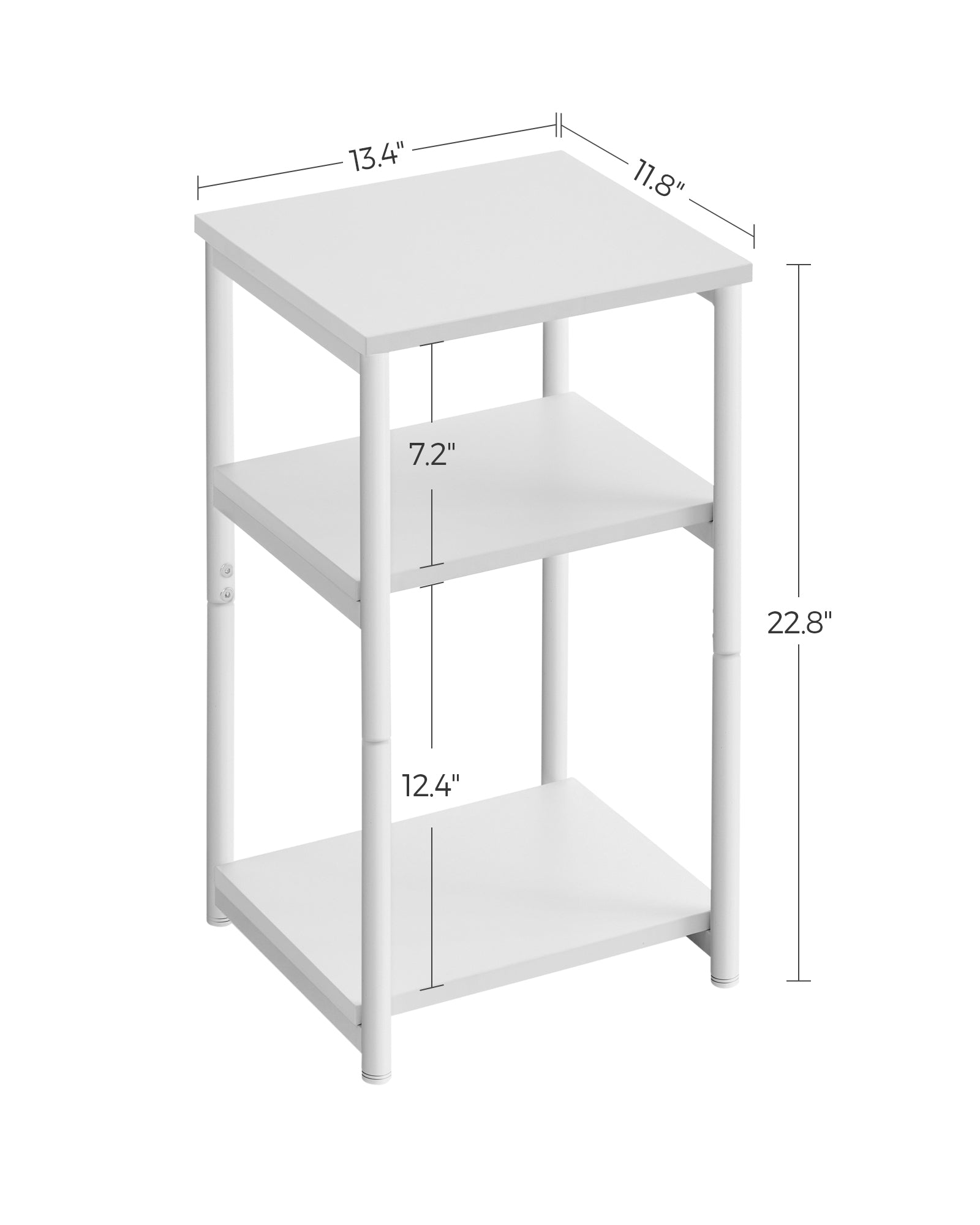Bedside Table - 3-Tier Design - Steel Frame