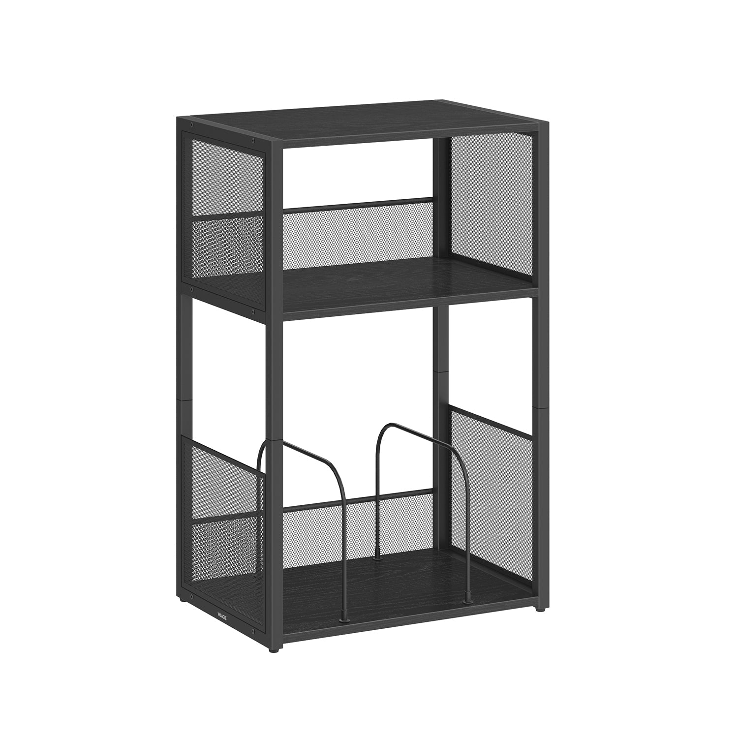 Record Player Stand - Wood - Ebony Black - 3-Tier Vinyl Record Storage for Up to 100 Albums