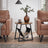 Round Side Table - Steel - Rustic Brown and Black - Magazine Pocket