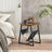 Round Side Table - Steel - Rustic Brown and Black - Magazine Pocket