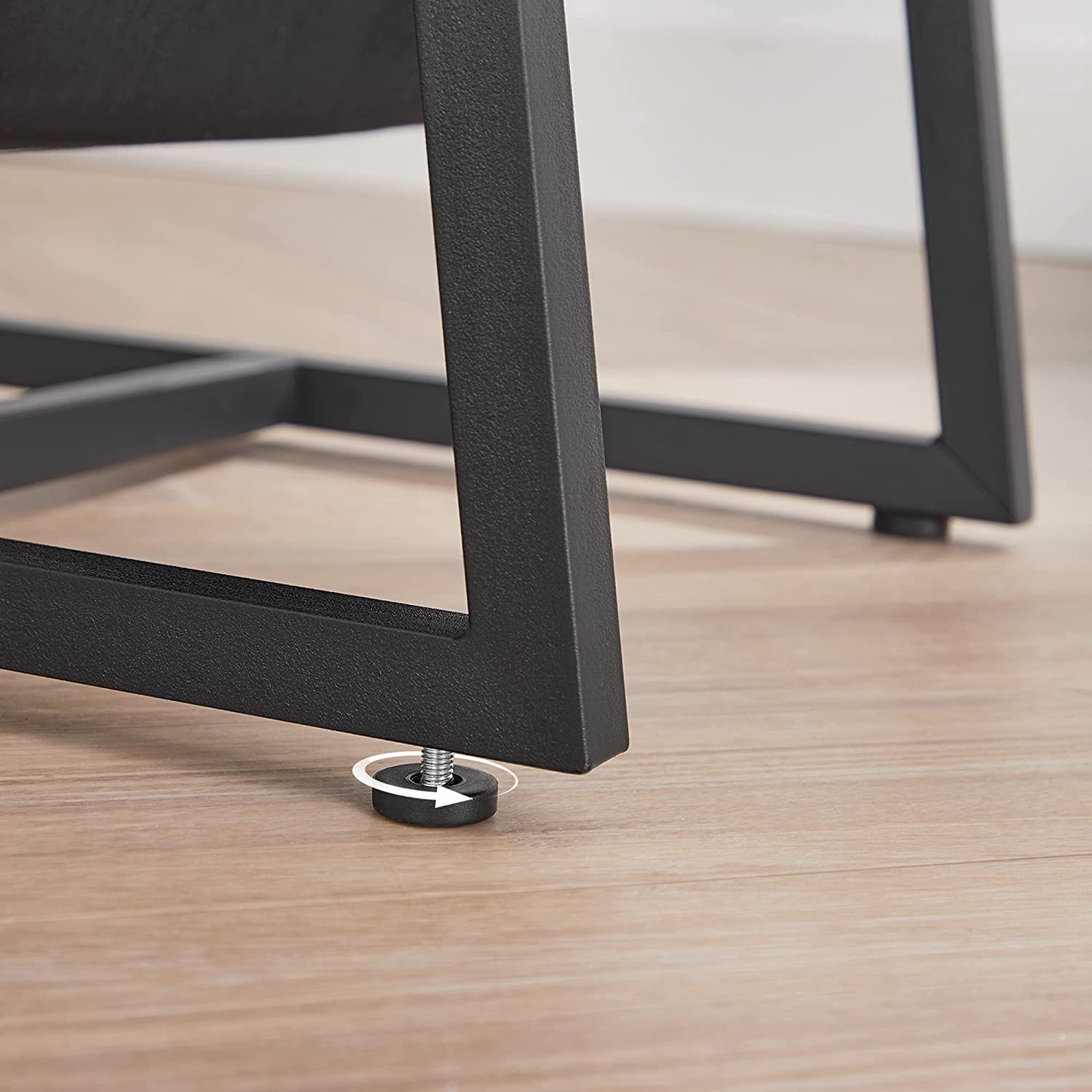 Round Side Table - Steel - Rustic Brown and Black - Magazine Pocket