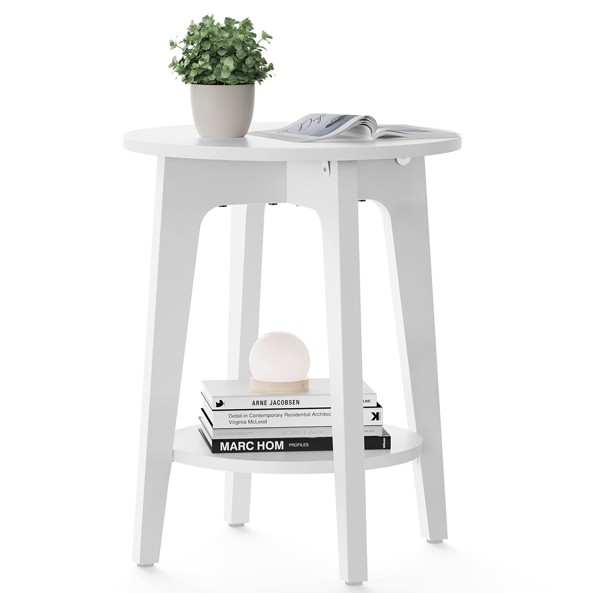 Side Table - Wood - White