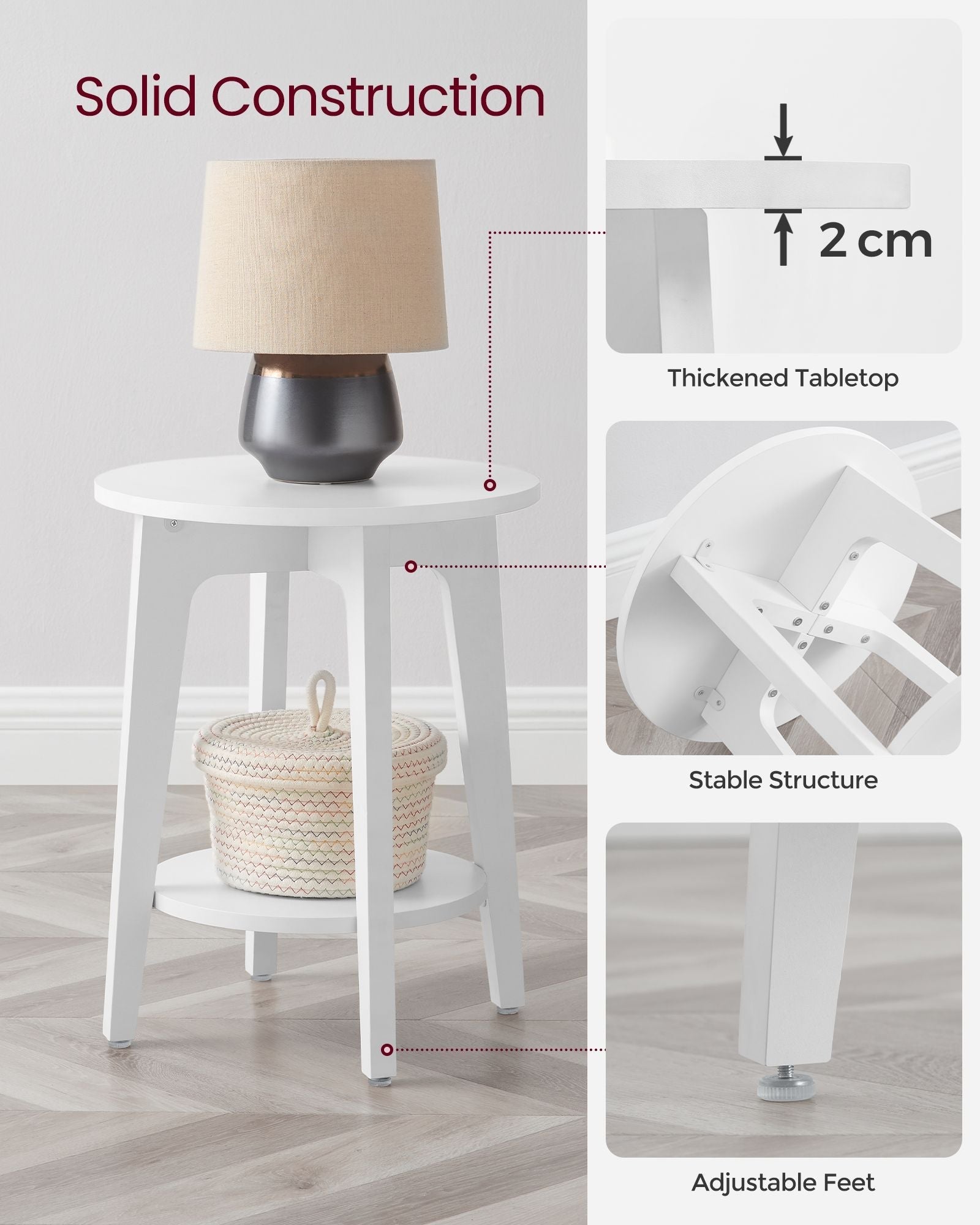 Side Table - Wood - White