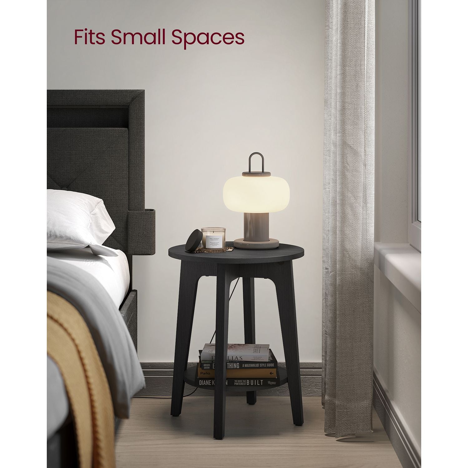 Round Side Table - Metal - Black