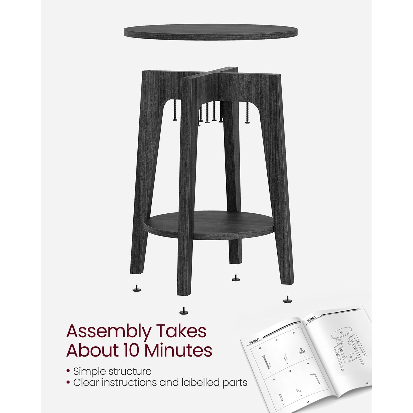 Round Side Table - Metal - Black