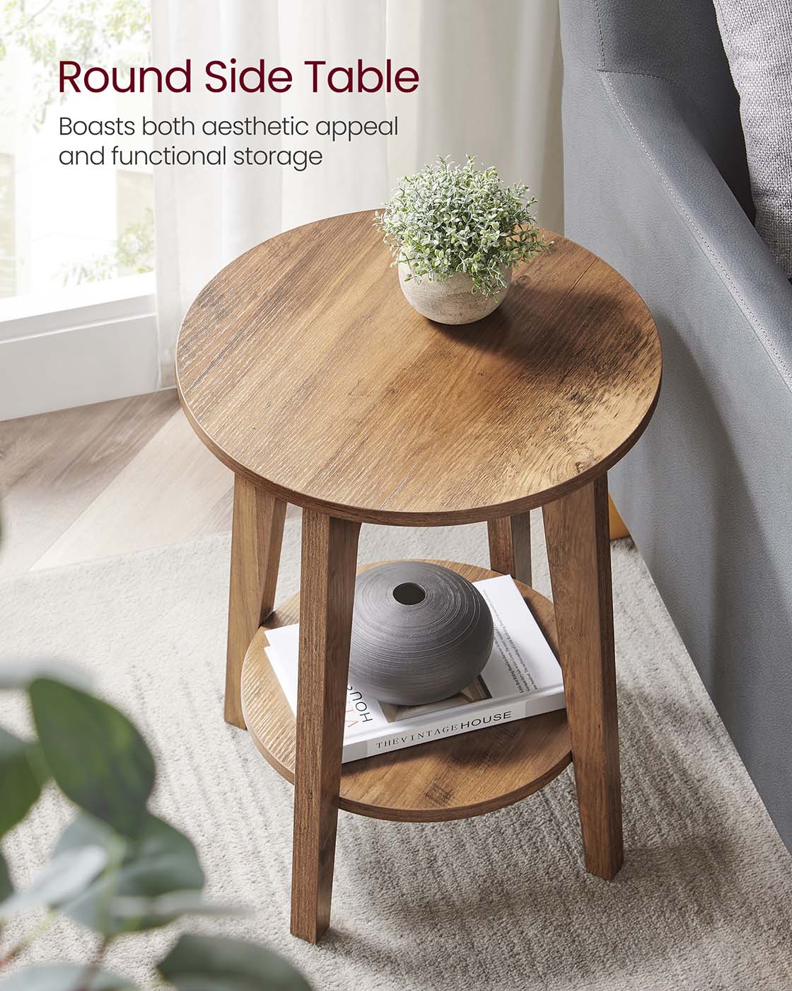 Side Table - Wood - Yellowish Brown