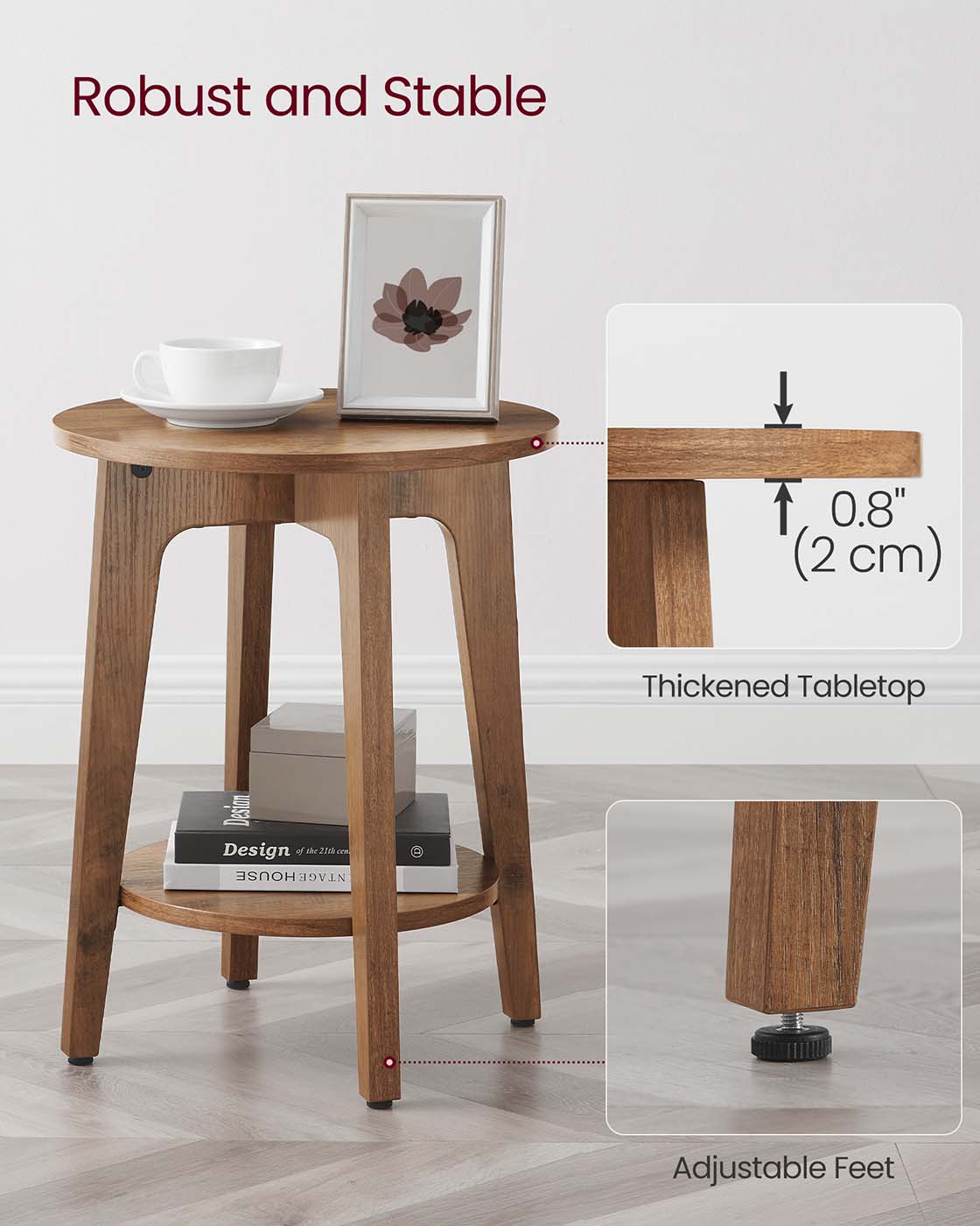 Side Table - Wood - Yellowish Brown