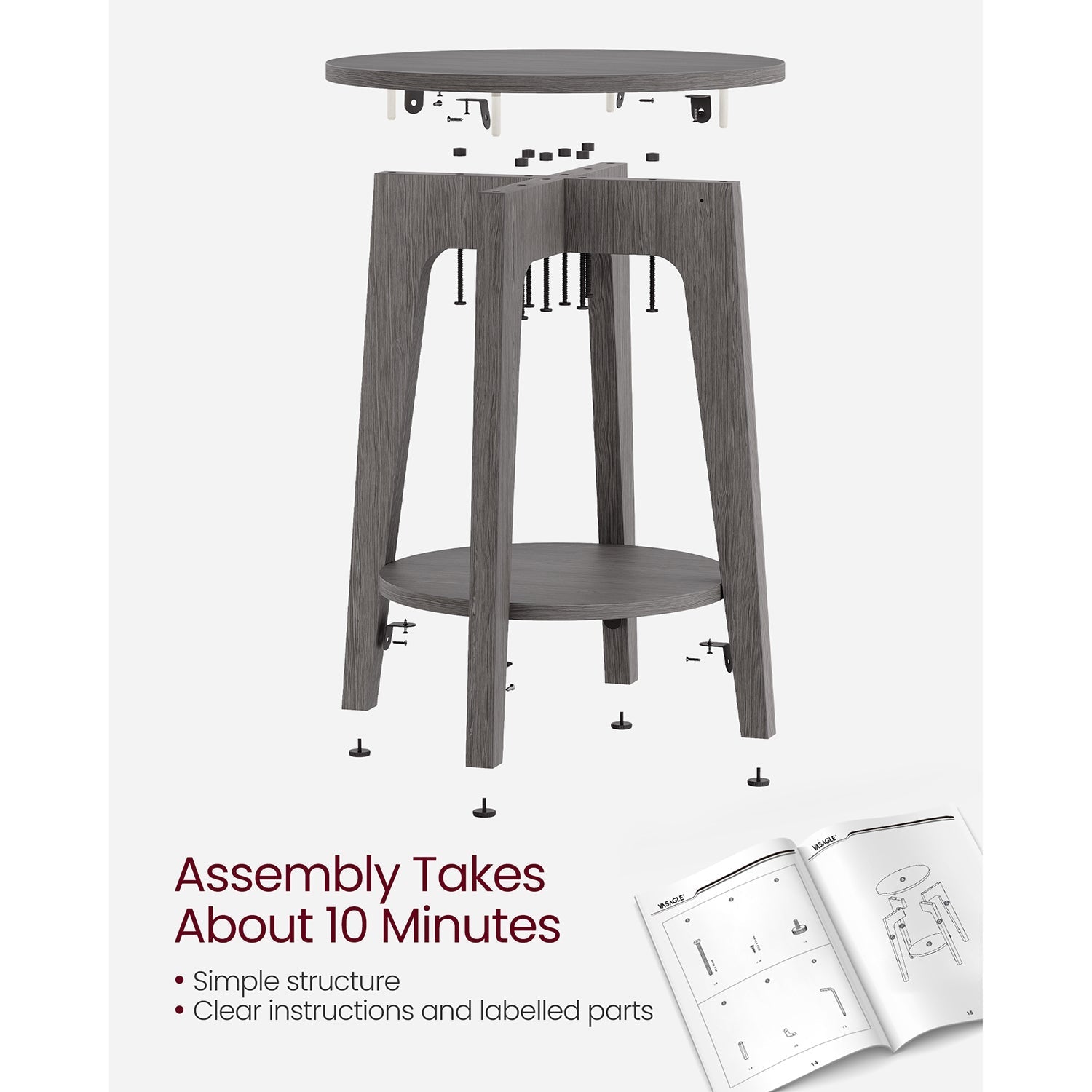 Side Table - Wood - Smoky Grey