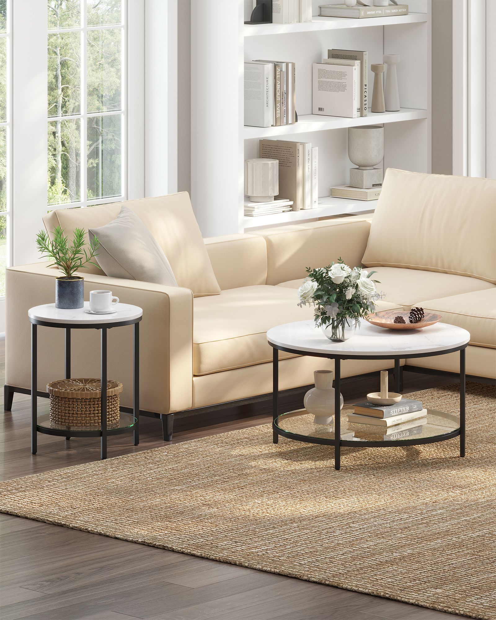 Coffee Table - 2-Tier Design - Particleboard - Modern Minimalist