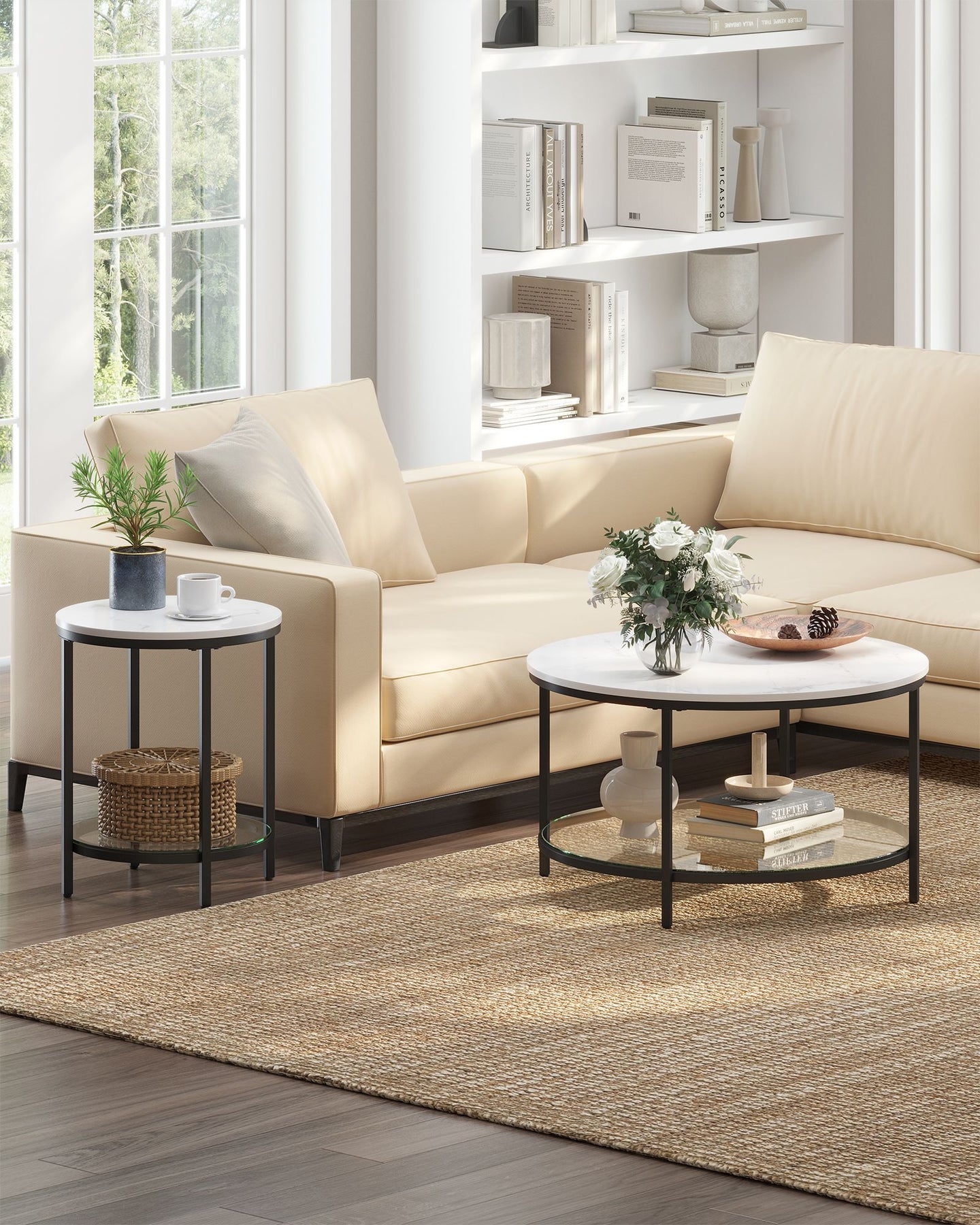 Coffee Table - 2-Tier Design - Particleboard - Modern Minimalist