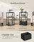Side Table - Steel - Ebony Black - 3 Storage Shelves with Fabric Basket