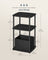 Side Table - Steel - Ebony Black - 3 Storage Shelves with Fabric Basket