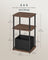 Side Table - Steel Frame - Ebony Walnut - 3 Storage Shelves with Fabric Basket