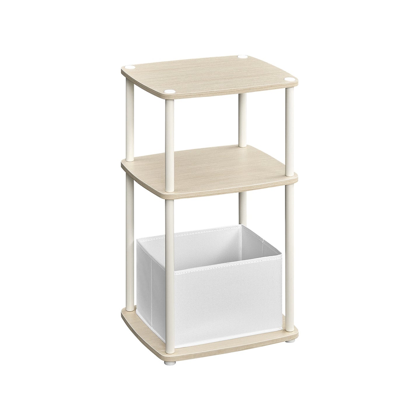Side Table - 3 Storage Shelves - Steel - Natural Beige