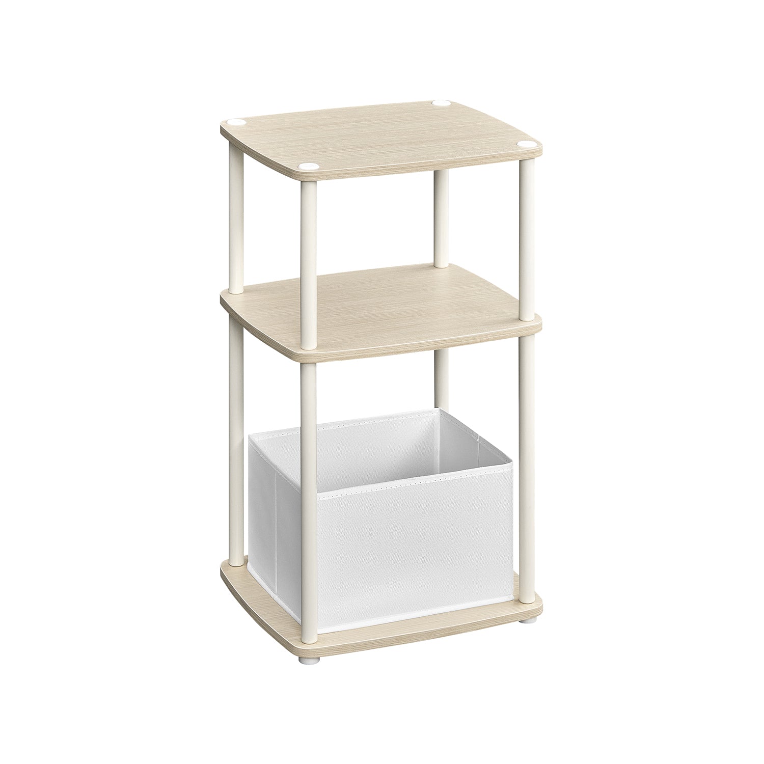 Side Table - 3 Storage Shelves - Steel - Natural Beige