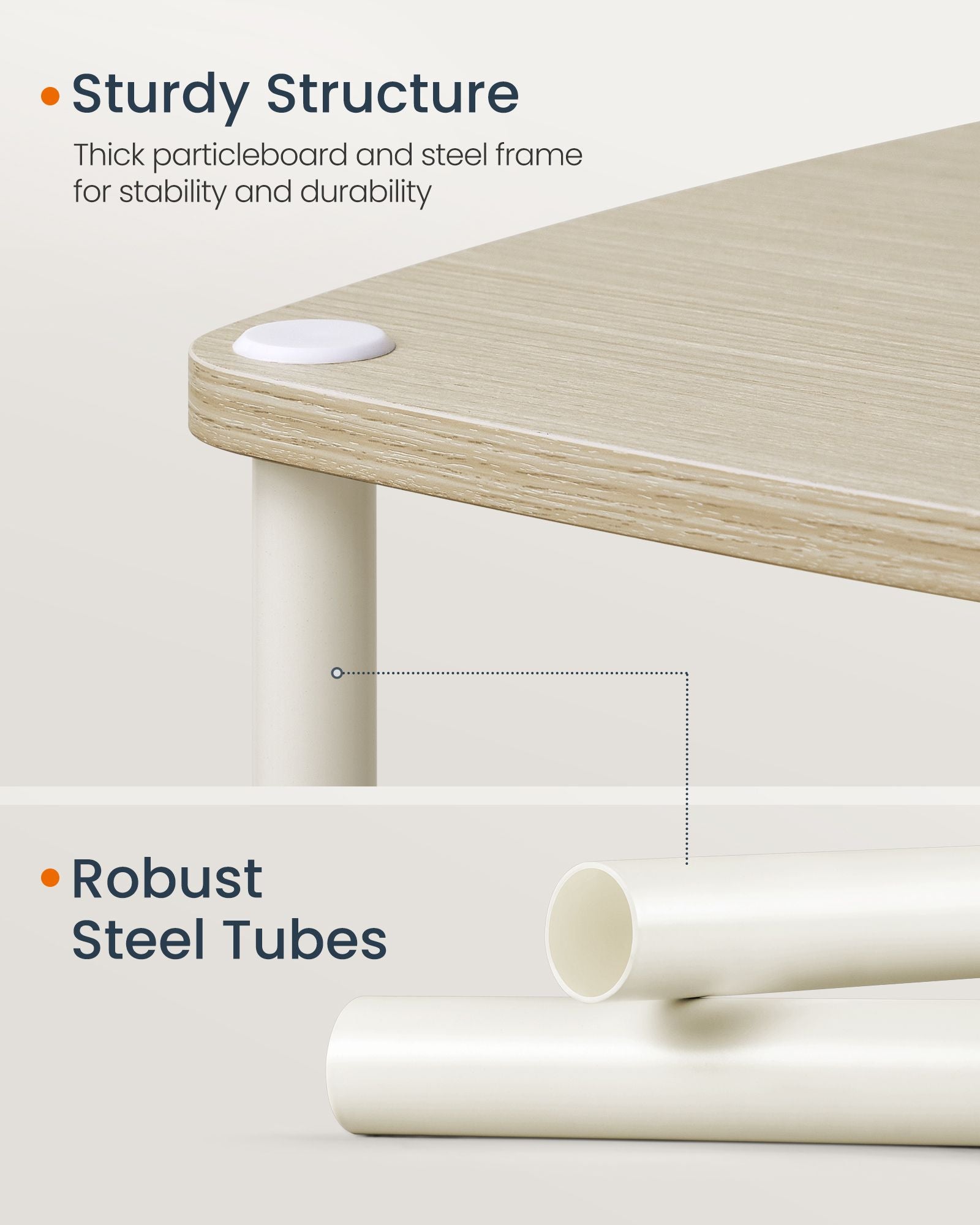 Side Table - 3 Storage Shelves - Steel - Natural Beige
