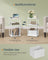 Side Table - Steel Frame - Snow White - 3 Storage Shelves with Fabric Basket