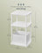 Side Table - Steel Frame - Snow White - 3 Storage Shelves with Fabric Basket