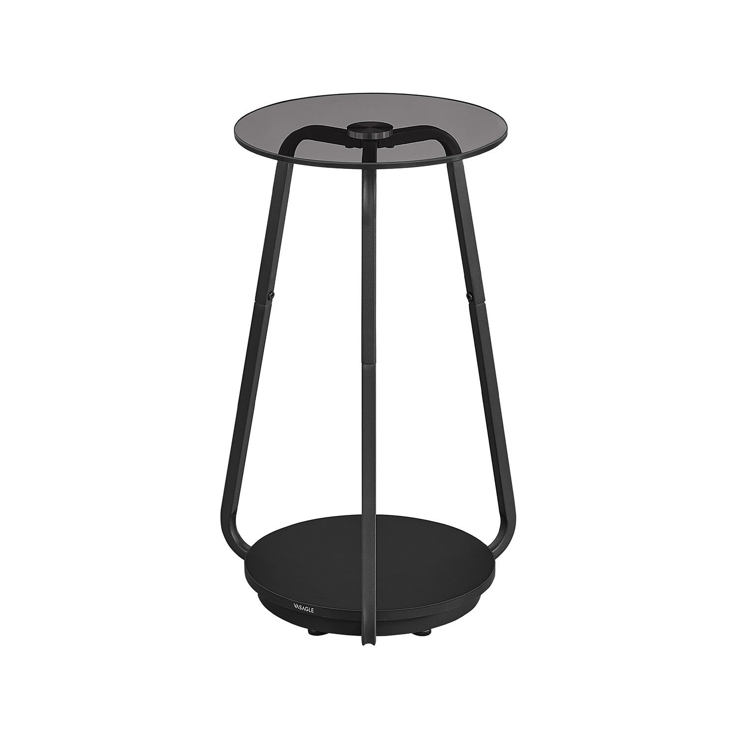 2-Tier Round Side Table - Glass - Marble White
