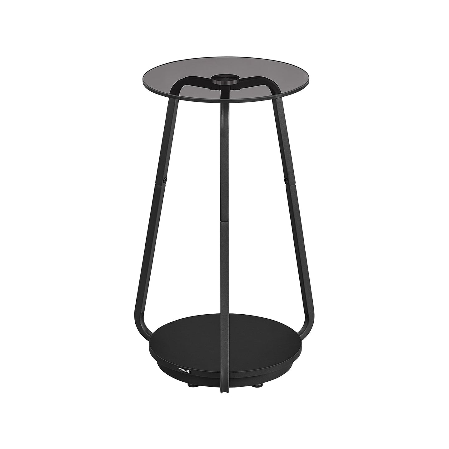 2-Tier Round Side Table - Glass - Marble White