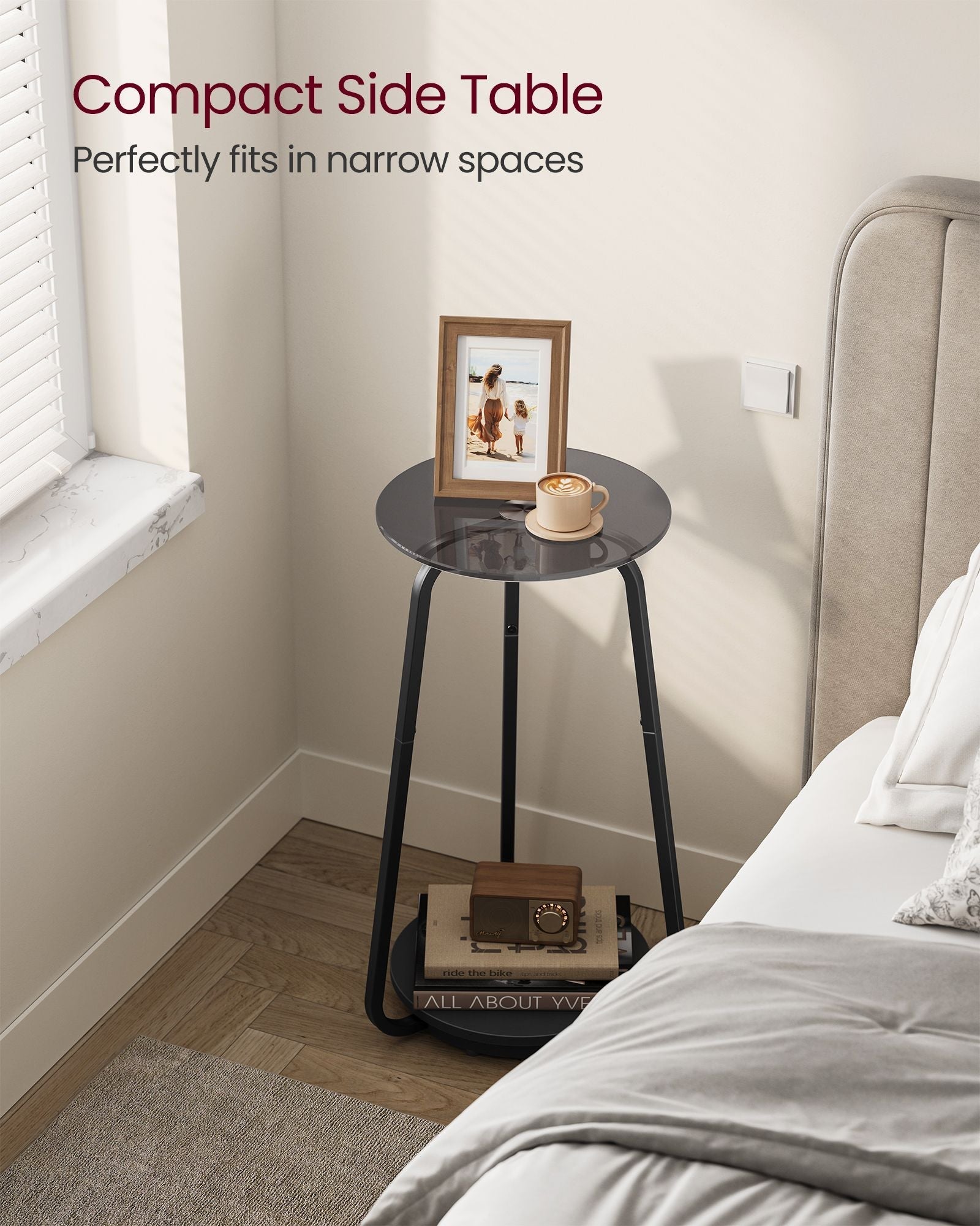 2-Tier Round Side Table - Particleboard - Slate Grey
