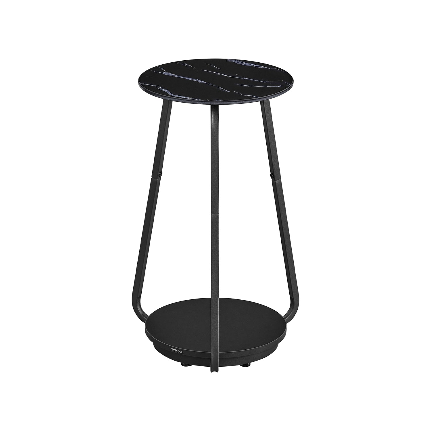 2-Tier Round Side Table - Glass - Marble White