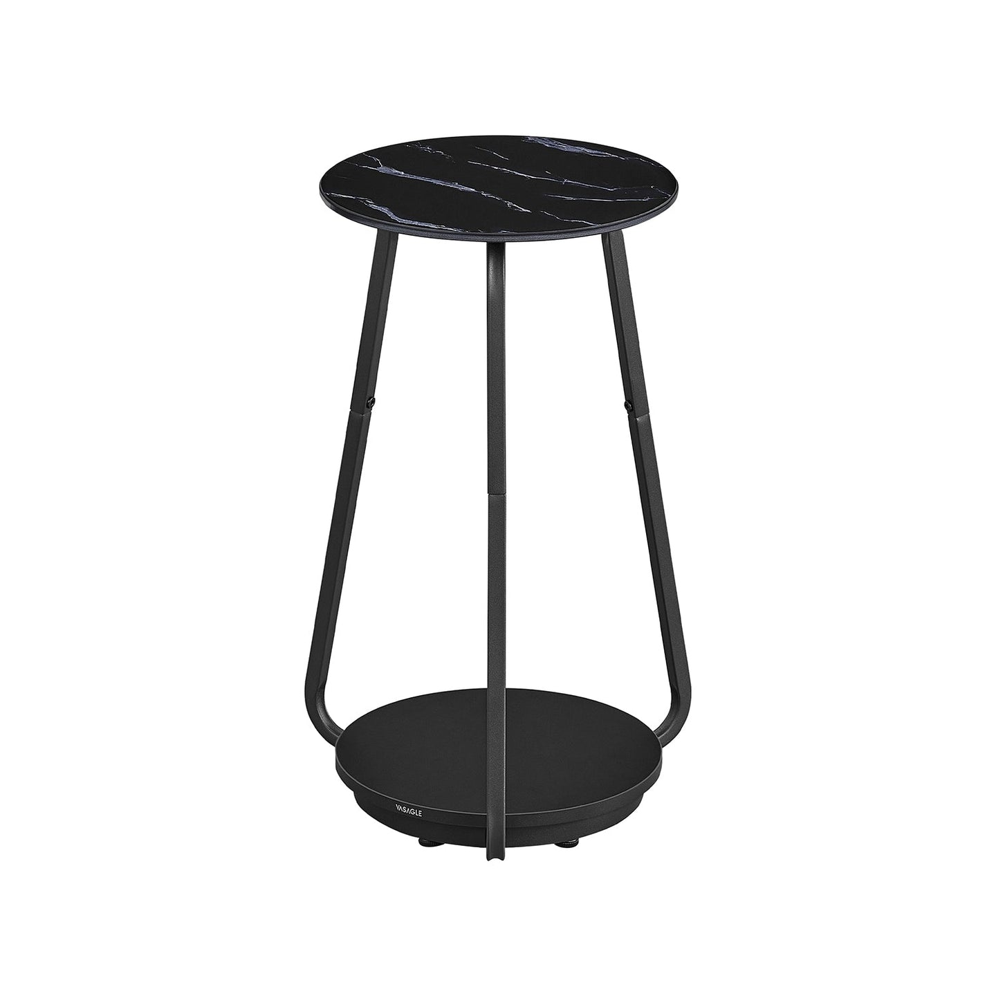 2-Tier Round Side Table - Glass - Marble White
