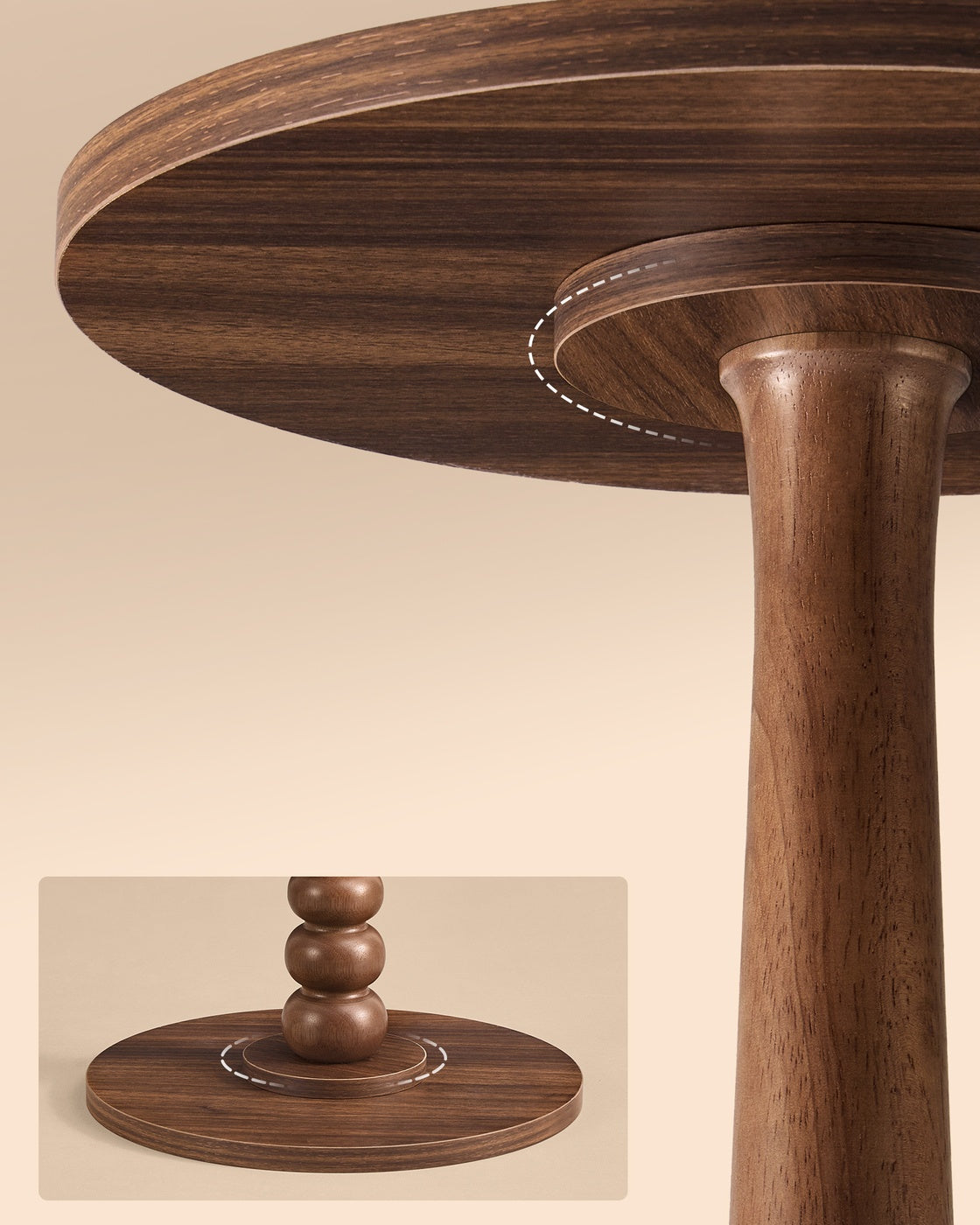 Round Side Table - 30L - Solid Wood Leg - Rubberwood