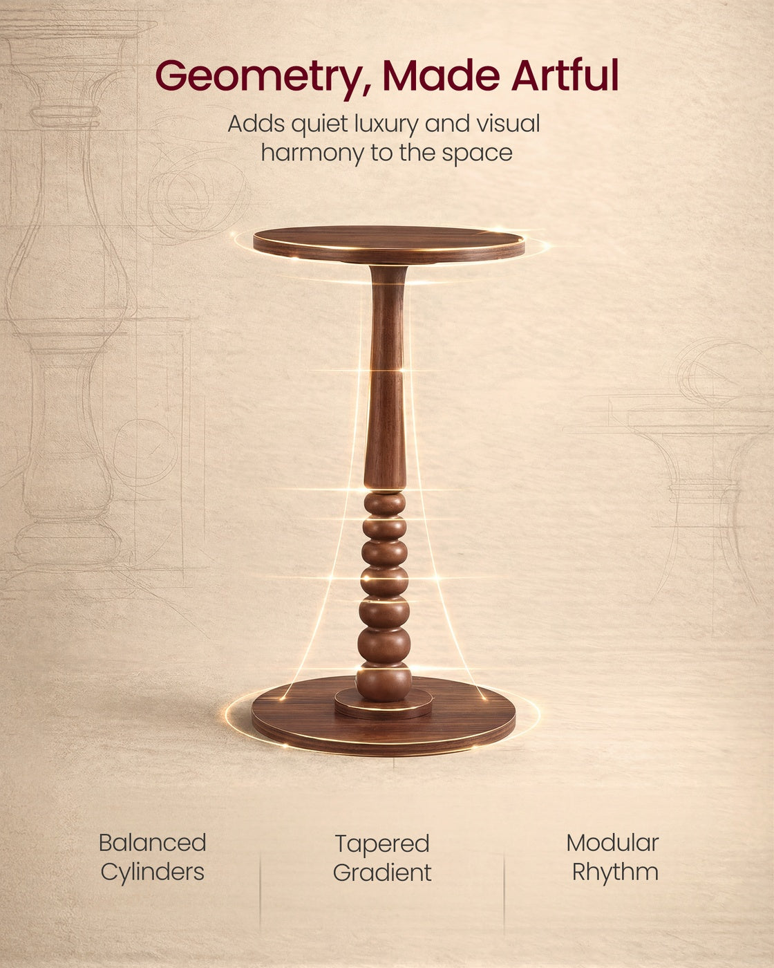 Round Side Table - 30L - Solid Wood Leg - Rubberwood