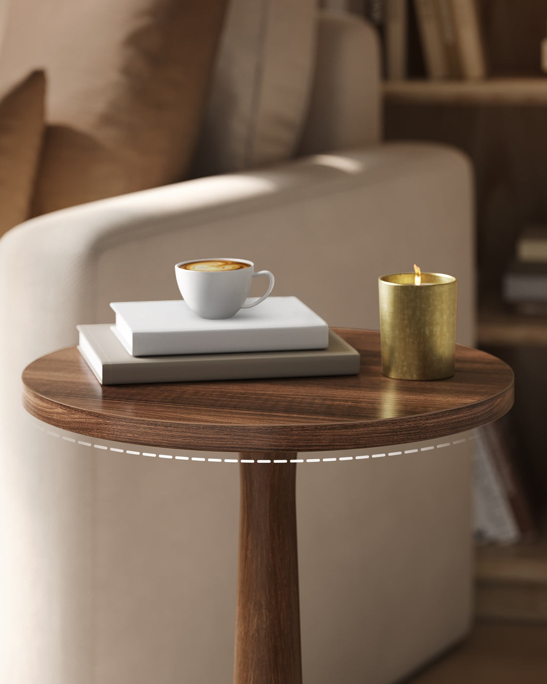 Round Side Table - 30L - Solid Wood Leg - Rubberwood