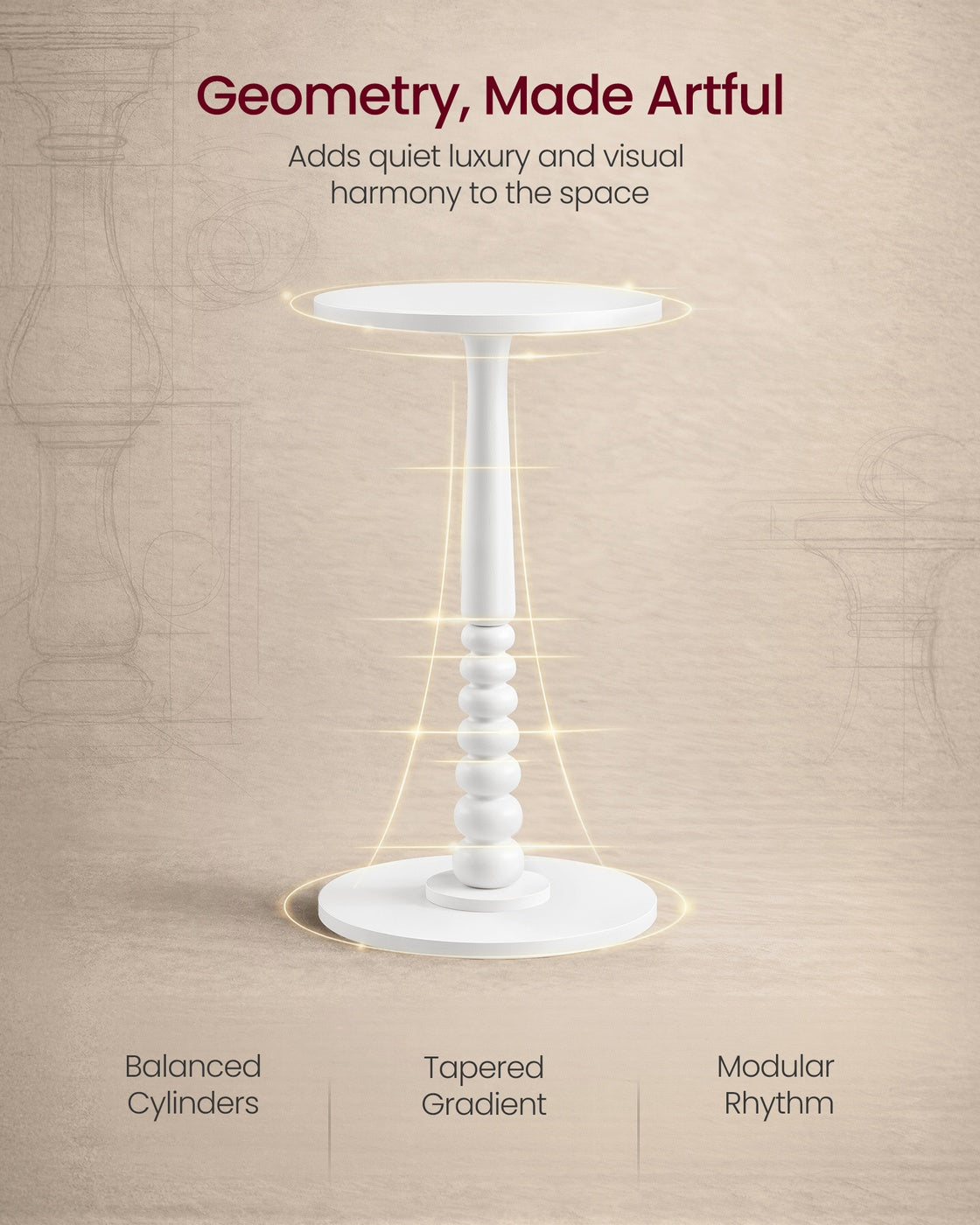 Round Side Table - 30L - Rubberwood - Solid Wood Legs
