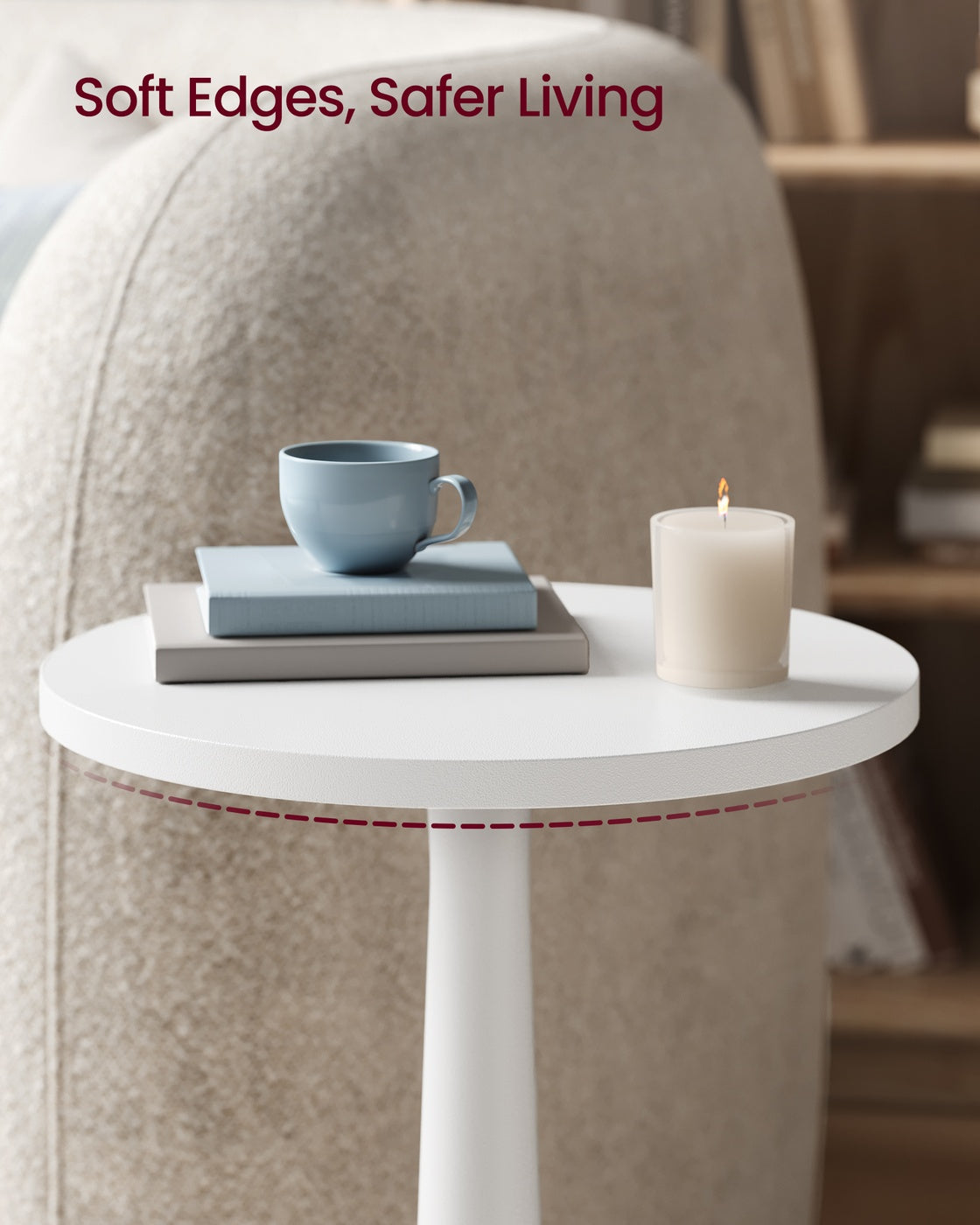 Round Side Table - 30L - Rubberwood - Solid Wood Legs