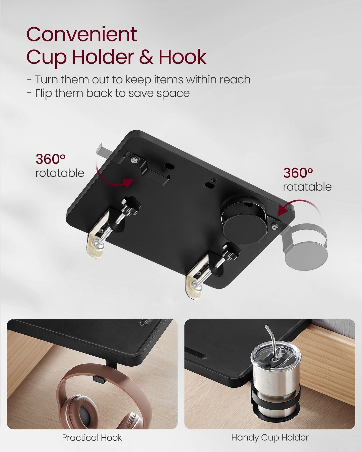 Bedside Shelf - Wood - Ink Black - Mobile Phone Slot
