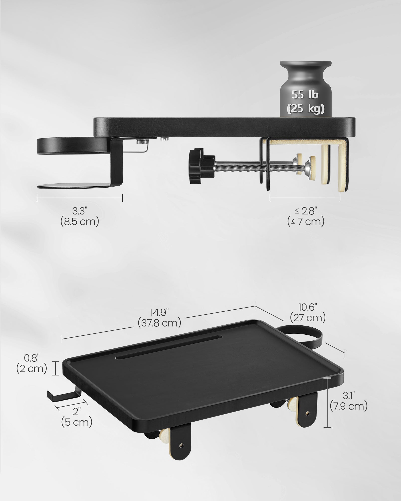 Bedside Shelf - Wood - Ink Black - Mobile Phone Slot