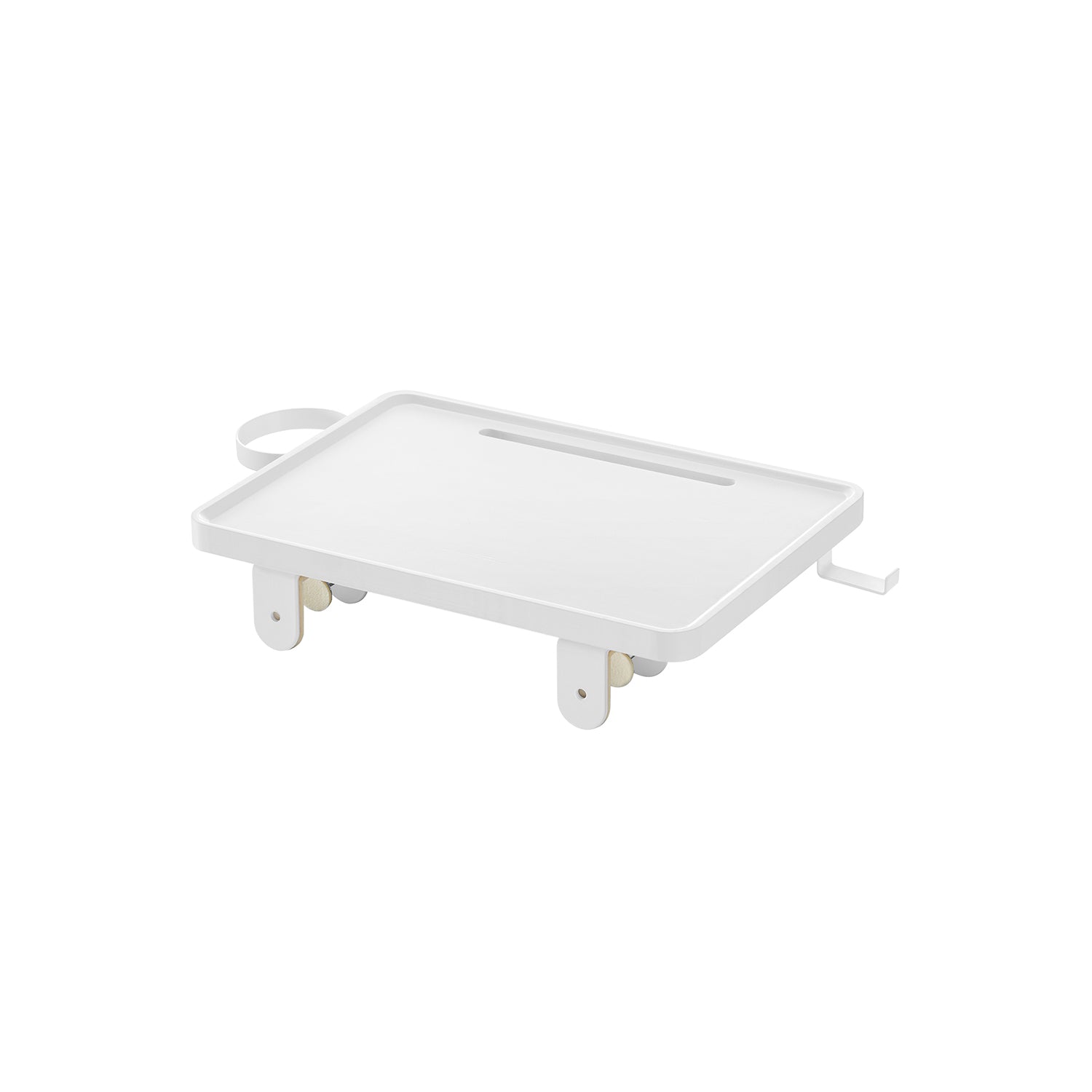 Bedside Table - MDF - Black - Adjustable Clamps with Hanging Tray and Cup Holder