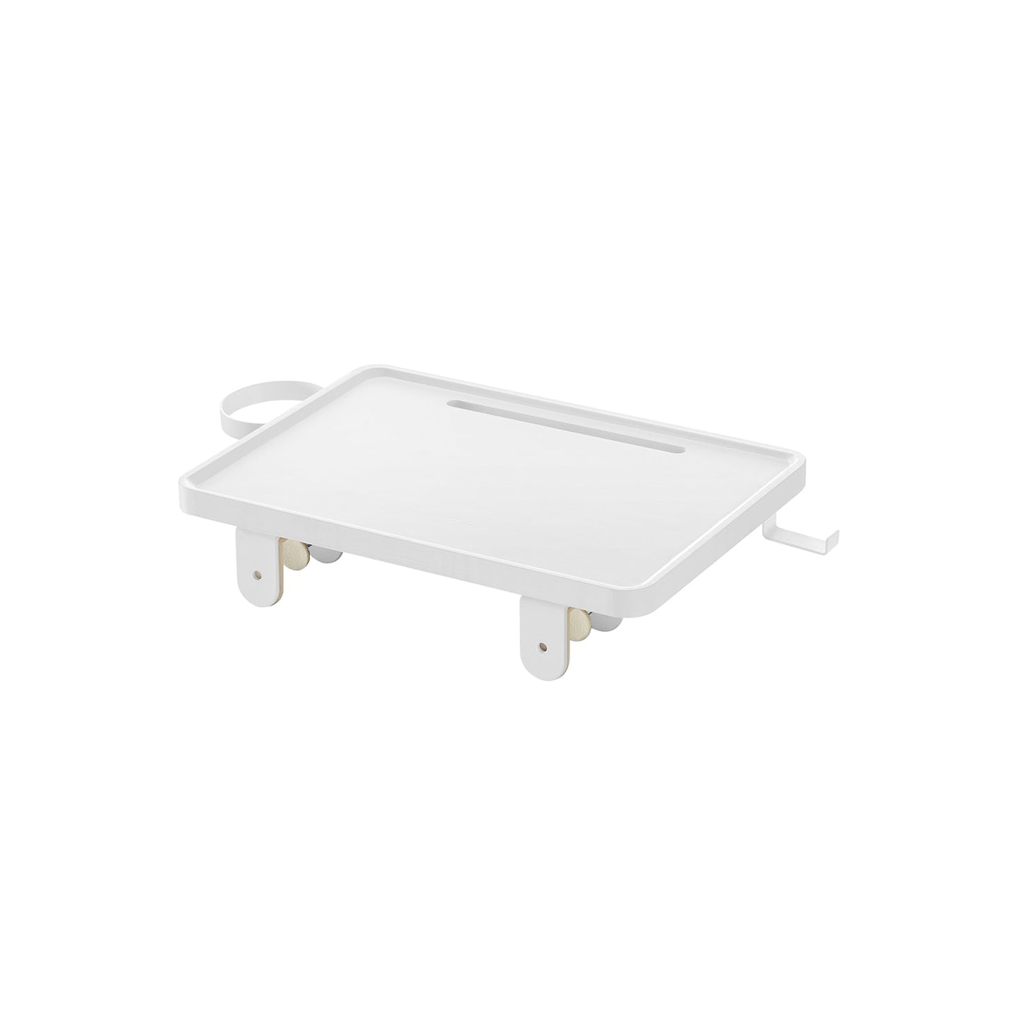 Bedside Table - MDF - Black - Adjustable Clamps with Hanging Tray and Cup Holder