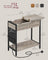 Slim Side Table - Wood - Rustic Brown and Black - Charging Station with USB Ports and Outlets