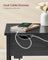 Narrow Nightstand - Wood - Rustic Brown and Black - Integrated Charging Station with USB Ports and Storage Bags